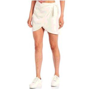 Gianni Bini White Violet High Rise Wrap Mini Skirt 10